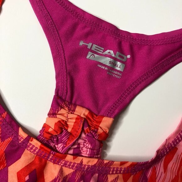 Head Geometric Pink Orange Racerback Active Stretchy Workout Tank Top SIZE SMALL - Picture 3 of 7